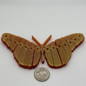 Articulated Hypoallergenic 3D Printed Buttterfly | Red & Gold | 6 inches